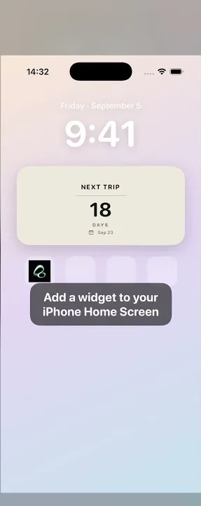 Flowment 英文倒数卡片,已添加到 iPhone 主屏幕