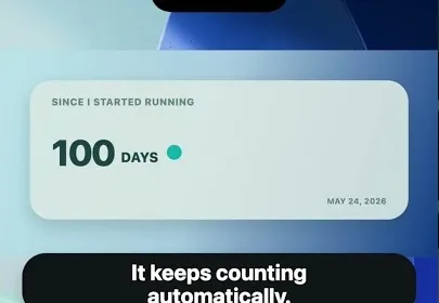 Flowment 英文正数卡片,在 iPhone 主屏幕显示 100 天